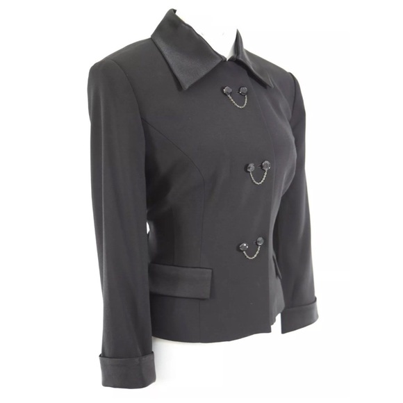 Simon Chang Satin Detail Black Jacket - Picture 3 of 6